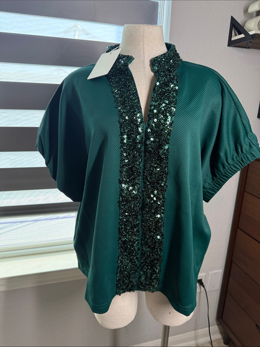 Etro emerald green sequin blouse large